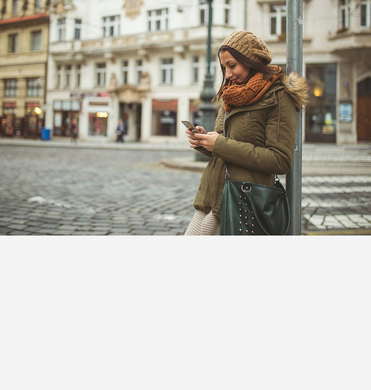 Girl travelling and looking at her phone