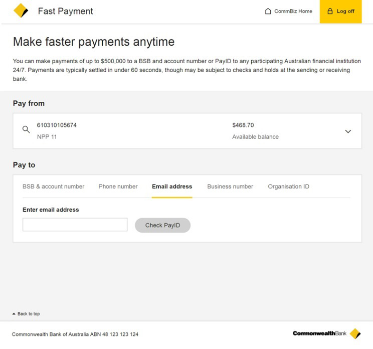 Making A Fast Payment CommBank