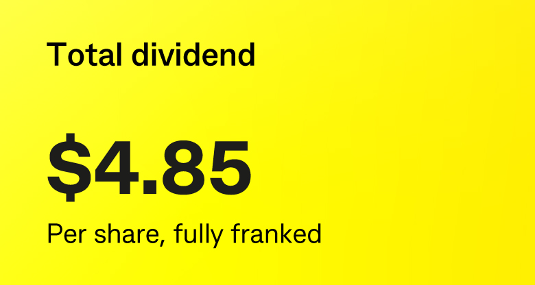 Total dividend $4.85 Per share, fully franked